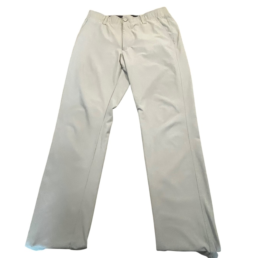 Under Armour Mens Golf Pants‎ Khaki Beige Flat Front Performance Trousers 32x32